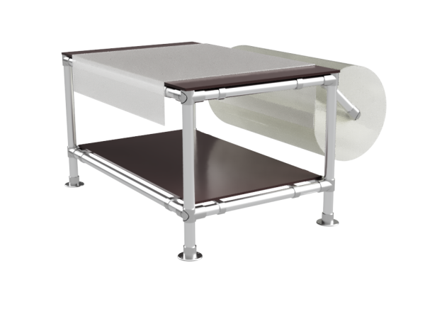 Inpaktafel 1,25 x 0,80 m met 2 etages en foliehouder - buis Ø 33,7 mm